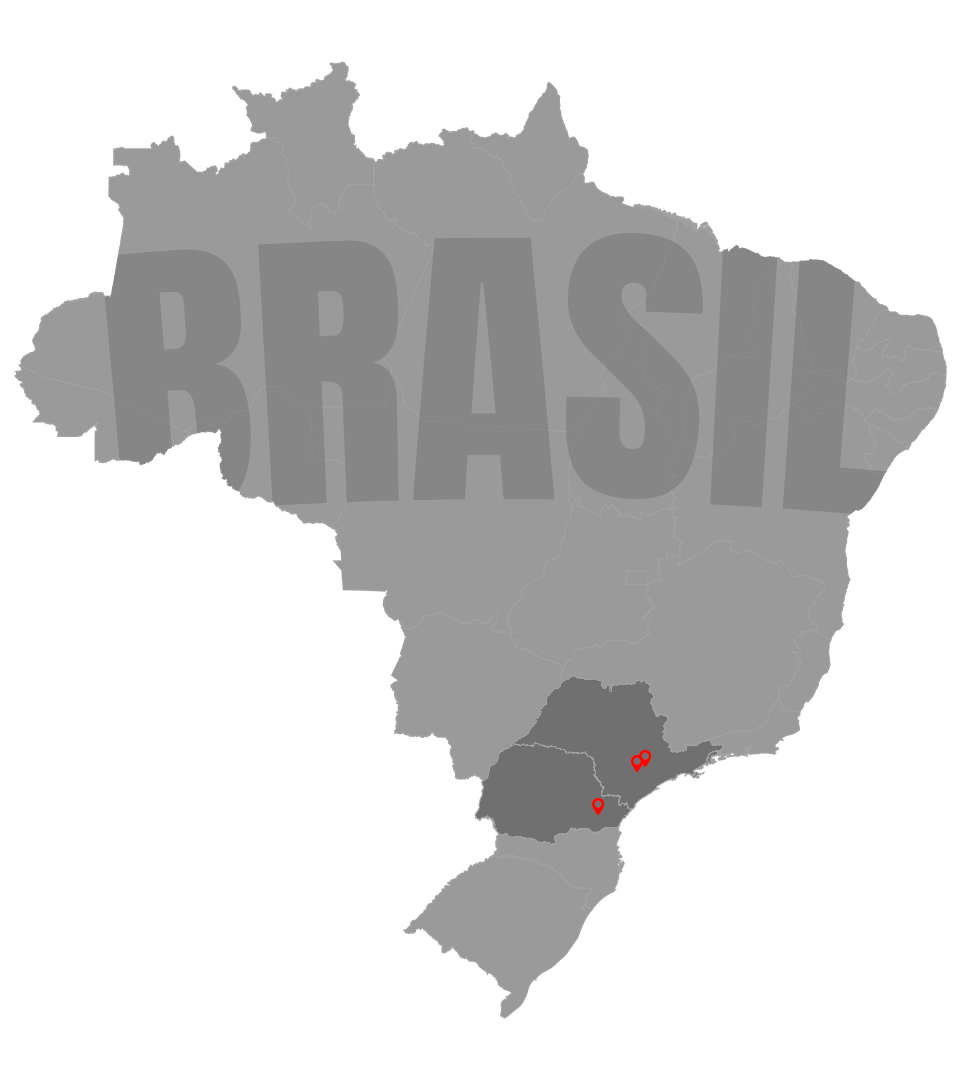 Mapa do Brasil destacando São Paulo, onde ficam as unidades da Dead Burger